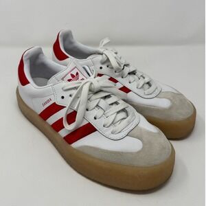 Adidas Red White Platform Samba Sneakers